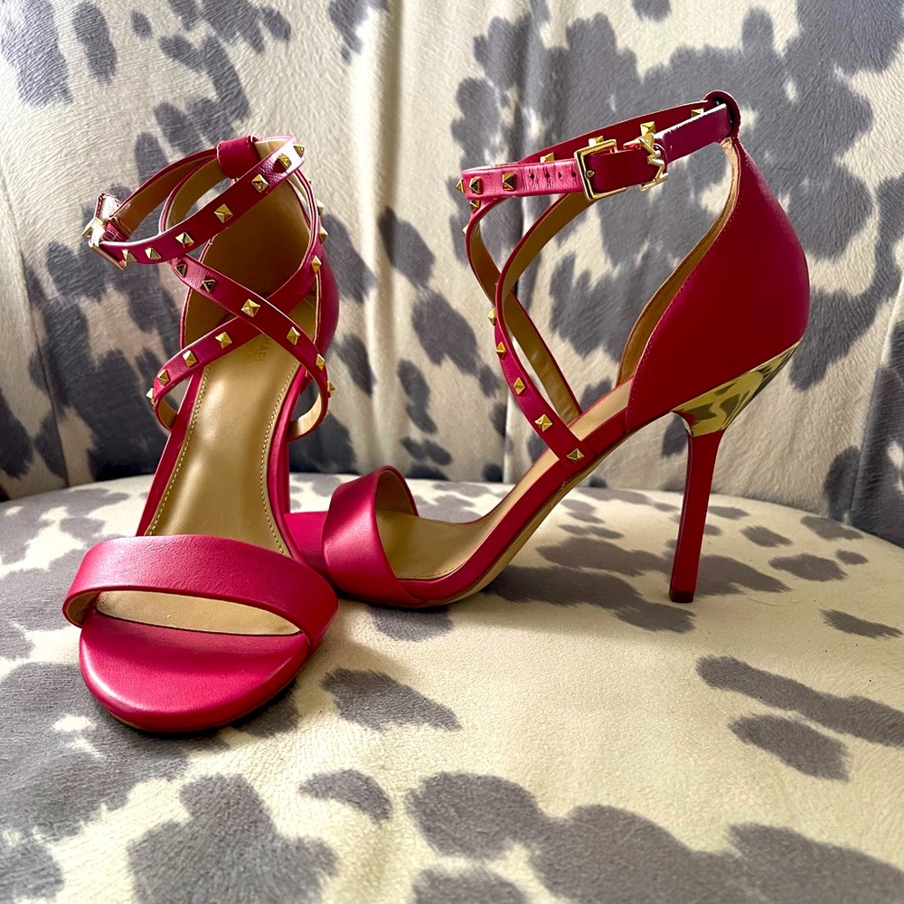 Michael Kors Strappy Gold Studded Heels